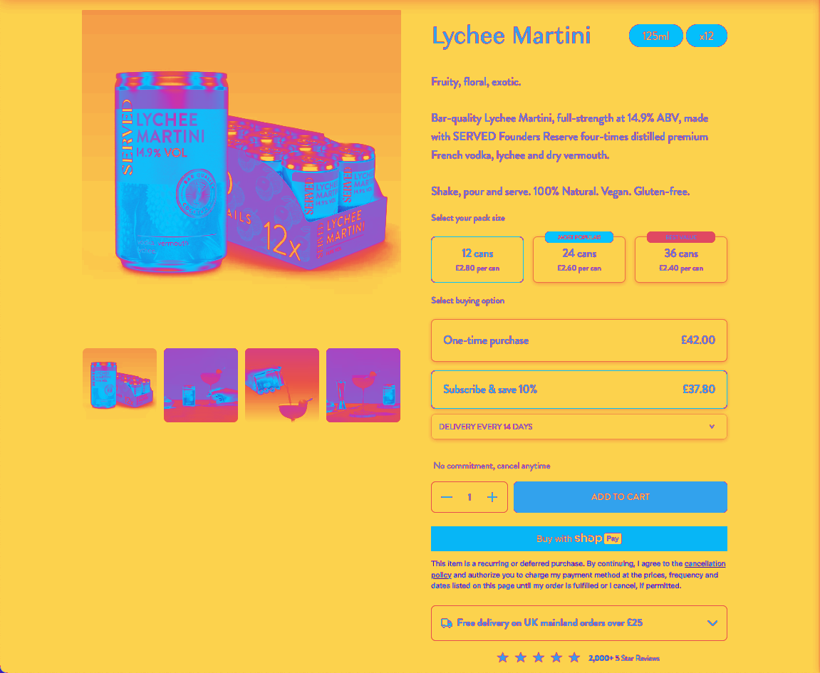 Above-the-Fold Optimization for an F&B Product Page